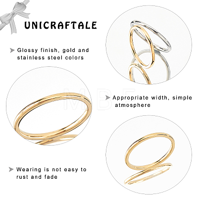 Unicraftale 10Pcs 10 Style 201 Stainless Steel Plain Band Rings for Women RJEW-UN0001-09-1