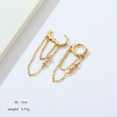 Brass Micro Pave Clear Cubic Zirconia Dangle Earrings WG05A58-01-1