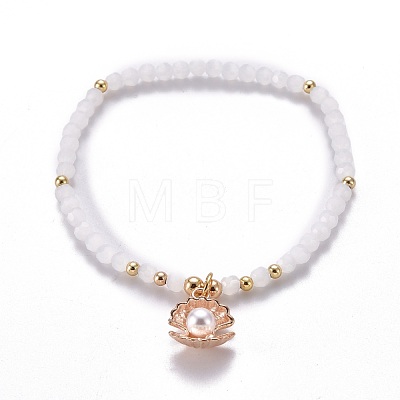 Faceted Glass Bead Stretch Bracelets BJEW-JB05488-1