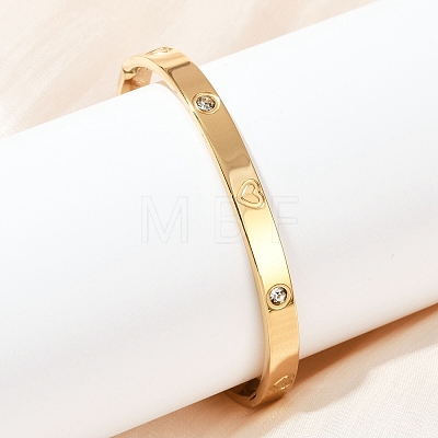 201 Stainless Steel with Rhinestone Bangles for Women BJEW-B138-04G-1