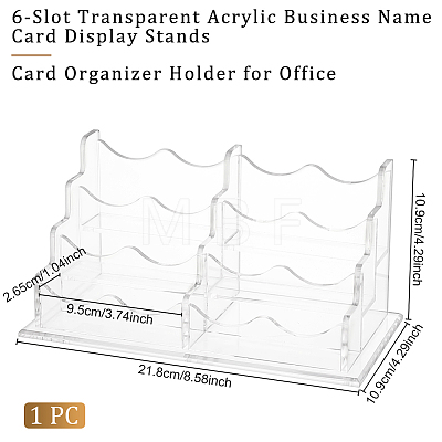 6-Slot Transparent Acrylic Business Name Card Display Stands ODIS-WH0030-64B-1