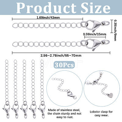 30 Strands 304 Stainless Steel Chain Extender STAS-BM0001-06-1
