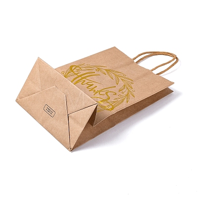 Gold Stamp Thanks Printed Paper Gift Tote Bags ABAG-Q055-03B-1