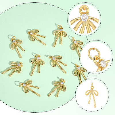 10Pcs Brass Micro Pave Cubic Zirconia Pendants KK-BBC0028-04-1