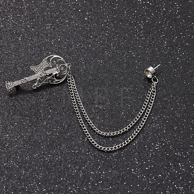 British Style Alloy Crystal Rhinestone Hanging Chain Brooch PW-WG82507-01-1