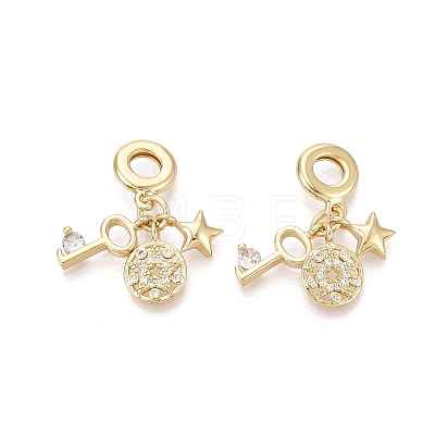 Brass Micro Pave Clear Cubic Zirconia European Dangle Charms KK-N287-33B-G-1