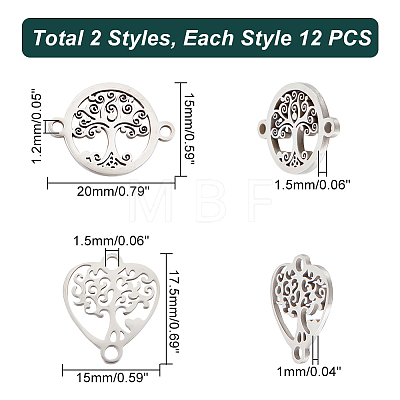 Unicraftale 24Pcs 2 Styles 201 Stainless Steel Connector Charms STAS-UN0042-38-1