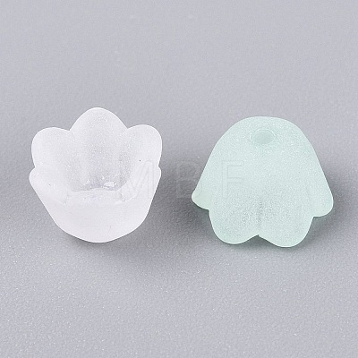 Frosted Transparent Acrylic Flower Bead Caps X-OACR-Q203-01-1