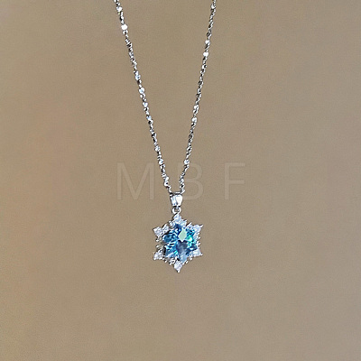 Christmas Alloy Rhinestone Snowflake Pendant Necklaces for Women WG6BE39-02-1