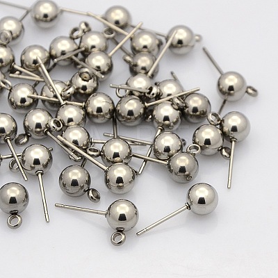 Non-Tarnish 304 Stainless Steel Stud Earring Findings STAS-N019-19-6mm-1