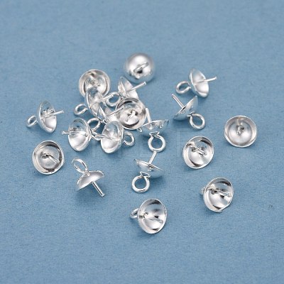 304 Stainless Steel Cup Pearl Peg Bails Pin Pendants STAS-H410-19S-B-1