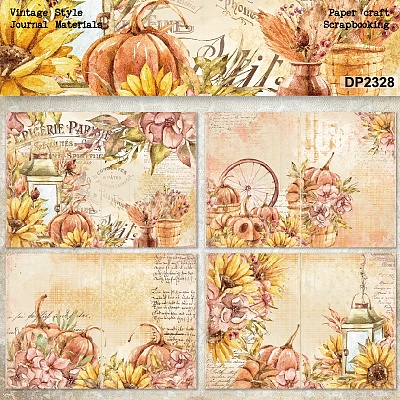 8 Sheets A5 Autumn Pumpkin Scrapbook Paper Pads PW-WG62293-01-1