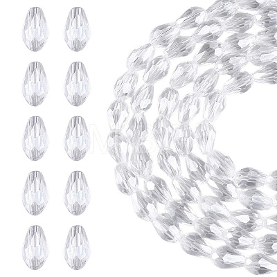 5 Strands Transparent Teardrop Glass Beads Strands GLAA-TA0004-21A-1
