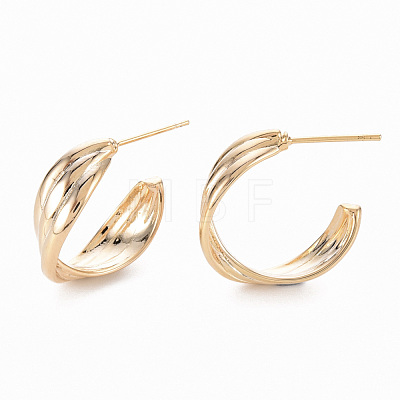 Brass Stud Earrings EJEW-T007-21G-NF-1