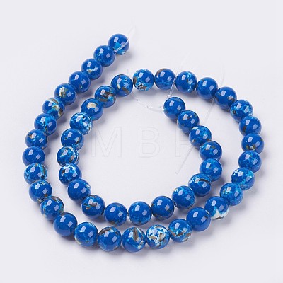 Sea Shell and Synthetic Turquoise Assembled Beads Strands G-G758-06-10mm-1