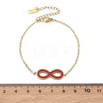 304 Stainless Steel Rhinestone Infinity Link Bracelets SA-CBA5F76-02G-1