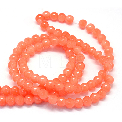 Baking Painted Imitation Jade Glass Round Bead Strands X-DGLA-Q021-6mm-31-1