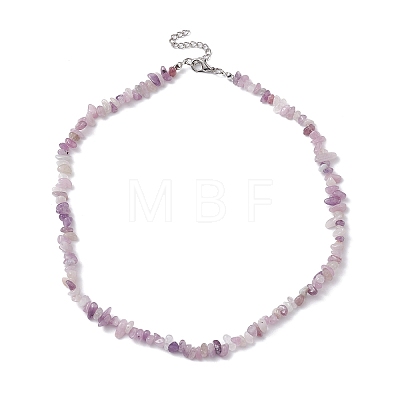 Natural Lilac Jade Chip Beaded Necklace NJEW-JN04615-04-1