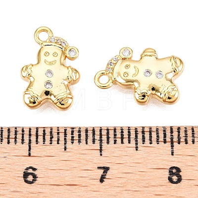 Christmas Theme Brass Micro Pave Clear Cubic Zirconia Charms KK-T073-08G-1