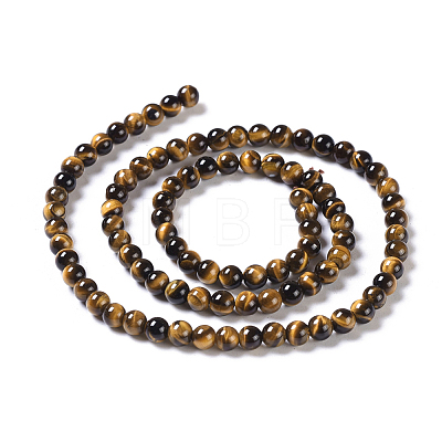 Natural Tiger Eye Round Bead Strands G-L411-07-4mm-1