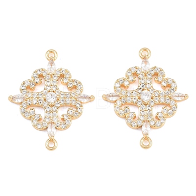 Brass Micro Pave Clear Cubic Zirconia Connector Charms CU-CBA7BFE-03E-G-1