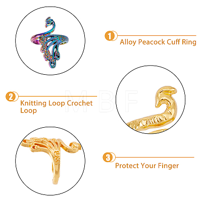 16Pcs 8 Styles Alloy Peacock Cuff Ring Settings for Rhinestone RJEW-DC0001-16-1