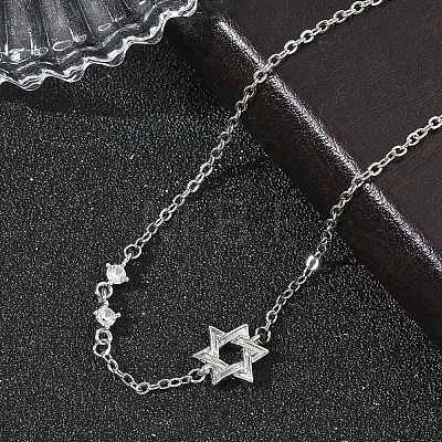 Brass Micro Pave Clear Cubic Zirconia Link Bracelets BJEW-E114-01A-P-1