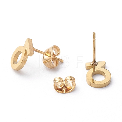 Ion Plating(IP) 304 Stainless Steel Stud Earrings STAS-Z028-A-15G-1