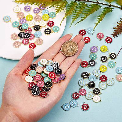 120Pcs 12 Colors Golden Plated Alloy Charms ENAM-SZ0001-64D-1