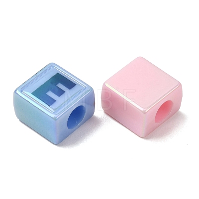 UV Plating Opaque Acrylic European Beads AC-CBA113D-01-1