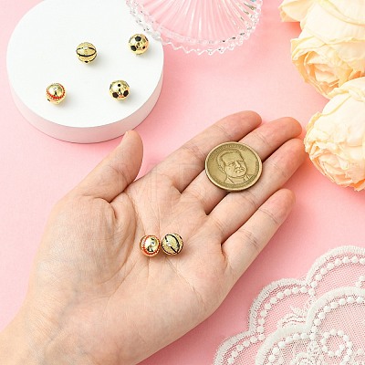 6Pcs 3 Styles Round Brass Micro Pave Cubic Zirconia Beads KK-CJ0003-49-1