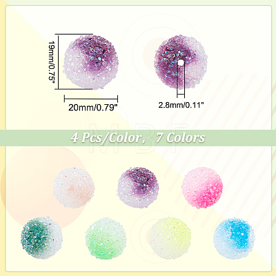   28Pcs 7 Colors  Frosted Acrylic Beads MACR-PH0002-19-1