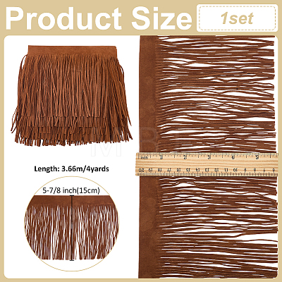 Faux Suede Fabric Tassel Ribbons OCOR-WH0109-110B-1