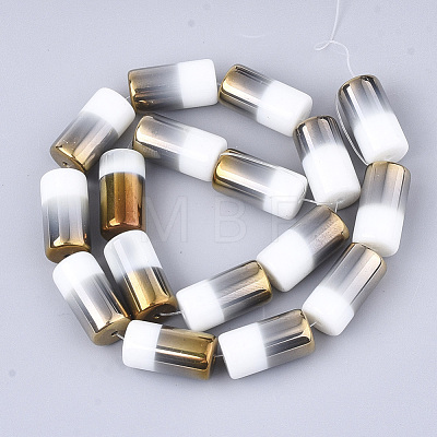 Half Electroplate Opaque Glass Beads Strands EGLA-S177-02H-1