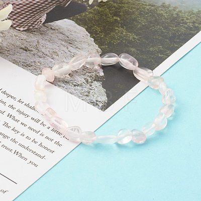 Natural Rose Quartz Beaded Stretch Bracelets for Kids BJEW-JB06250-07-1