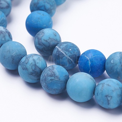Dyed Natural Map Stone/Picasso Stone/Picasso Jasper Beads Strands X-G-F520-52-6mm-1
