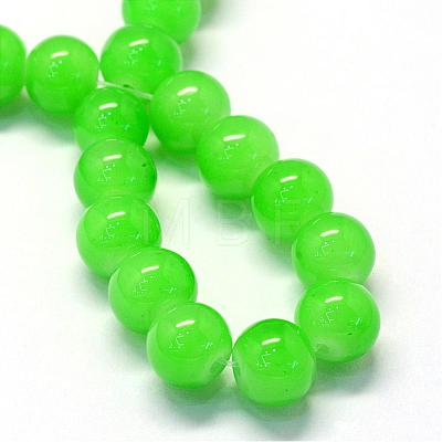 Baking Painted Imitation Jade Glass Round Bead Strands DGLA-Q021-4mm-09-1