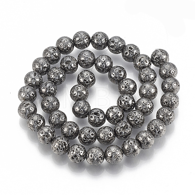 Electroplated Natural Lava Rock Beads Strands G-T061-55D-12mm-1