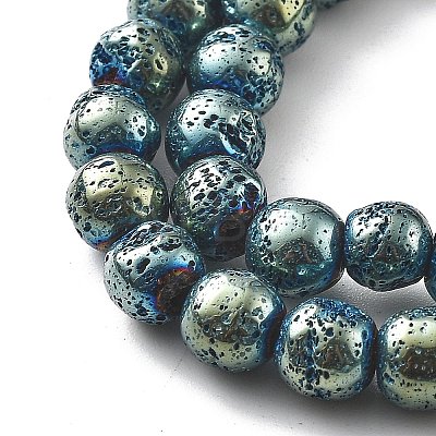 Electroplated Natural Lava Rock Beads Strands G-A251-B01-01B-1