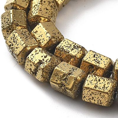 Electroplated Natural Lava Rock Beads Strands G-A251-A01-01H-1