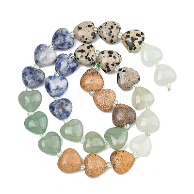 Gradient Color Natural Quartz & Dalmatian Jasper & Blue Spot Jasper & Green Aventurine & Picture Jasper Beads Strands G-B185-A02-1