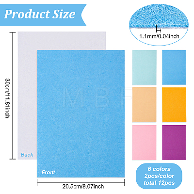 12Pcs 6 Colors Self-adhesive Felt Fabric DIY-BC0006-23-1