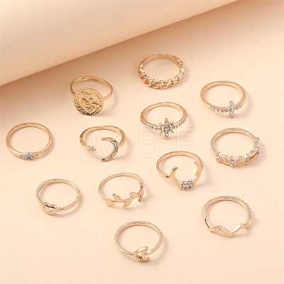 12Pcs Alloy Rhinestone Plain Band Rings PW-WG042B3-01-1