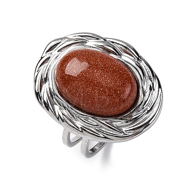 Oval Synthetic Goldstone Finger Rings RJEW-M063-01P-15-1