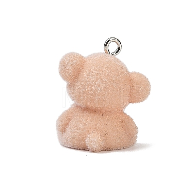 Animal Theme Flocky Opaque Resin Pendants RESI-H042-01P-20-1