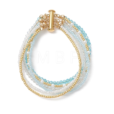 Glass Seed Bead & Shell Pearl & Glass Beads Multi-strand Bracelets for Women BJEW-JB13079-1