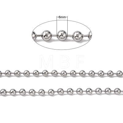 3.28 Feet 304 Stainless Steel Ball Chains X-CHS-A002B-6.0mm-1