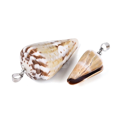 Brass & Natural Cone Shell Pendants SHEL-Q029-20-01P-1