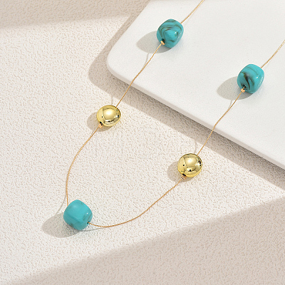 Cube Acrylic & Iron Flat Round Link Chain Long Necklaces for Women SF2895-1-1