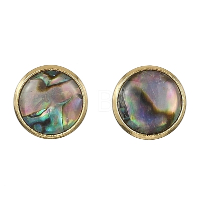 Flat Round Natural Paua Shell Stud Earring for Women EJEW-JE07126-01-1